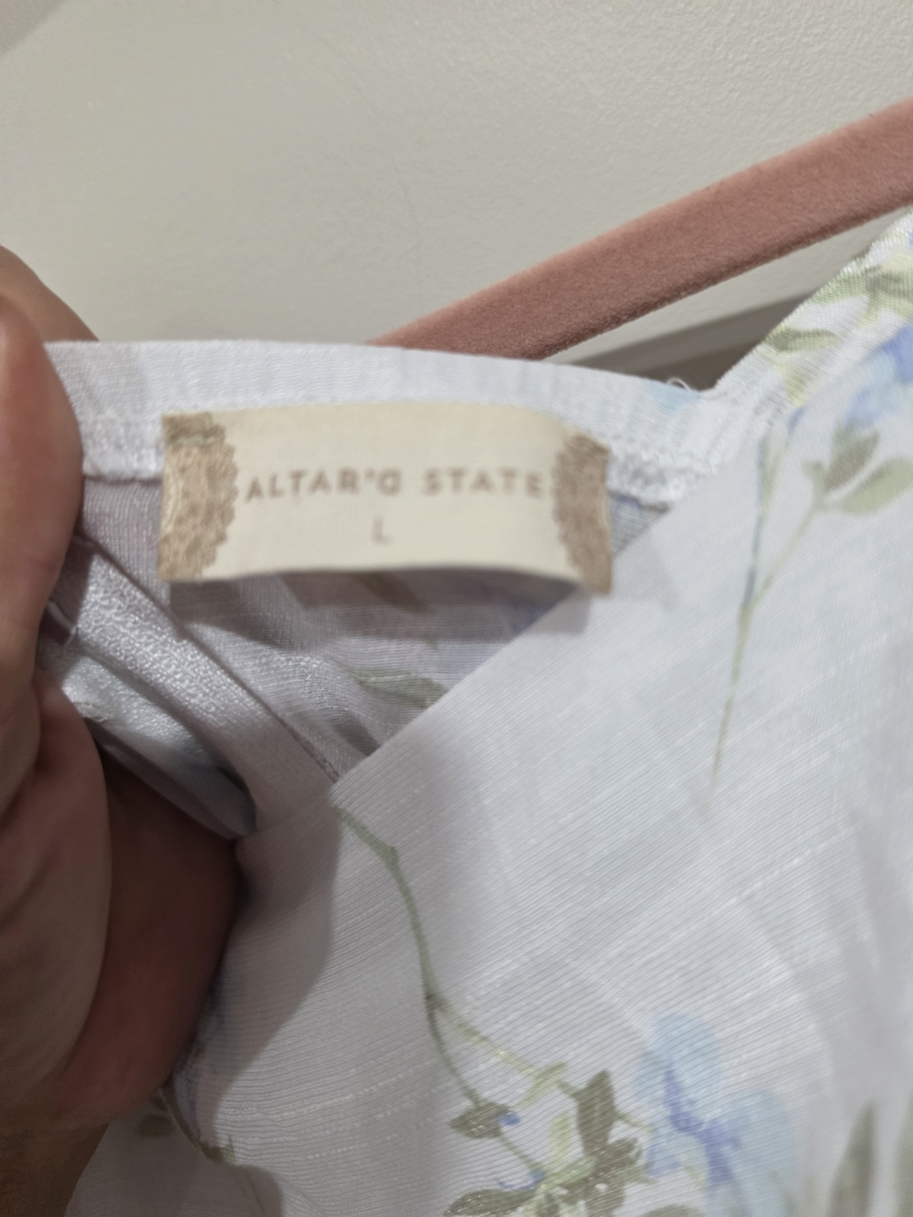 Altar'd State White Midi Dress with Light Blue Floral Print NWOT L - Picture 4 of 5